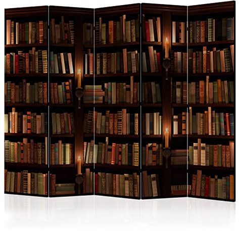 murando Akusticher Raumteiler Bibliothek Foto Paravent 225x172 cm beidseitig auf Vlies-Leinwand Bedruckt Akustikschaum Trennwand Spanische Wand Sichtschutz Home Office Bücher Lesezimmer f-B-0142-z-c