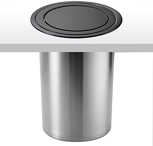 AEGIFT Pattumiera Da Cucina Pattumiera Da Incasso In Acciaio Inossidabile Antiruggine Con Coperchio A Ribalta Oscillante Bilanciamento Nero Passacavo Incorporato