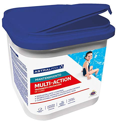 Mugar- Cloro Multiacción 5kg de Astralpool- Efecto desinfectante, antialgas y floculante- Mantiene el Agua Limpia, cristalina y sin Algas.