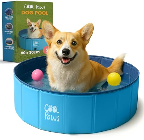Cool Paws Piscina per bambini pieghevole per cani e bambini, in diverse misure (S-XL), design in plastica dura resistente e a tenuta stagna, vasca per animali domestici o piscina da gioco per interni