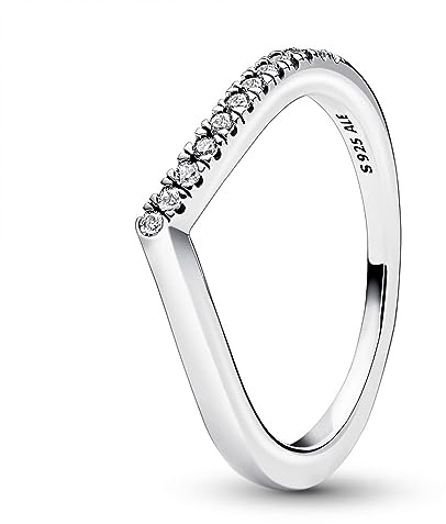 PANDORA Timeless Wishbone Halb Funkelnder in Sterling-Silber mit Cubic Zirkonia Timeless Collection, Größe 54, 192394C01-54