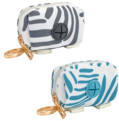 Kotbeutelspender für hunde Segeltuch Hundetaschenhalter mit Reißverschluss für Spazierengehen mit Dem Hund, Laufen, Wandern 2 Stück