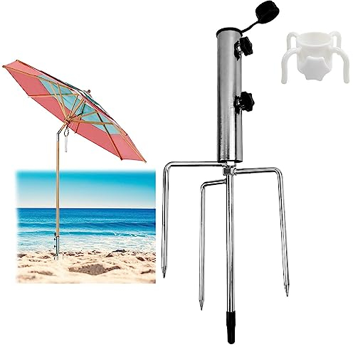 gotyou Sonnenschirmständer,25 cm Sonnenschirmständer mit Rasendorn,Abnehmbarer Sonnenschirmhalter für Angeln,Sonnenschirm Spieß,Schirmständer Erdspieß,Rasendorn Sonnenschirmständer, für Rasen, Strand