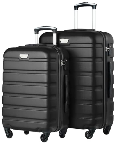 COOLIFE 2-Teiliges Kofferset, Der Ideale Begleiter für Ihre Familienreisen. M+L, PC+ABS, Hartschale, Leicht Robuster, Koffer mit 360° Spinner Räder, YKK Reißverschluss, TSA Zahlenschloss, Schwarz