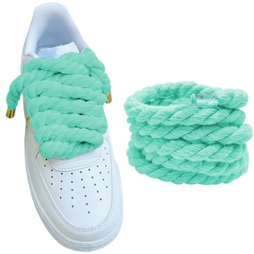 Lopau Schnürsenkel aus dickem Seil für Air Force 1, nicht durchschlagen, grobe Jumbo-Schnürsenkel für Dunk, Air Jordan, AF1 Sneakers, Türkis/Ausflug, einfarbig (Getaway Solids), 51.2''/130cm