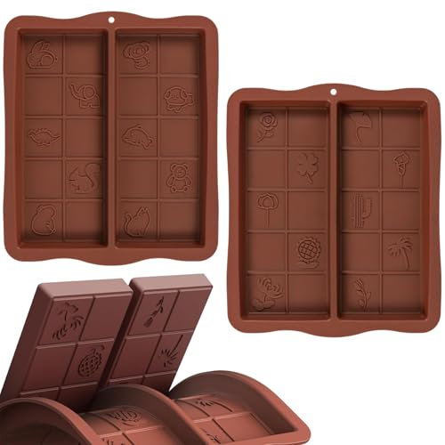 2 Stück Schokoladenform Silikon Tief,Silikonform Schokolade Dubai Schokolade Form,Schokoladentafel Form für Schokolade Praline Süßigkeiten DIY Backen