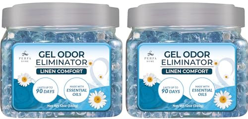 Strong Gel Air Freshener | (Pack of 2) Linen Comfort Air Fresheners for Home, Bathrooms, and Cars | Lasts 90 Days for Improved Home Fragrance | Essential Oil Odour Eliminator Gel by Perfa