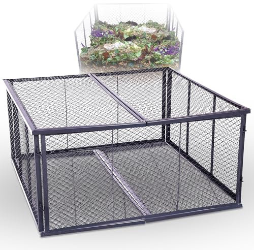 Novatool Composteur de jardin en métal 100 x 100 x 50 cm + couvercle et sol, avec système d'emboîtement extensible, composteur en métal revêtu par pulvérisation d'un volume de 500 l, boîte de compost