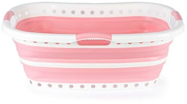 Beldray Cesto portabiancheria pieghevole, 37 litri, forma curva per il comfort, leggero, maniglie ergonomiche antiscivolo a 2 vie, lavaggio asciutto e bagnato, salvaspazio, cesto portabiancheria