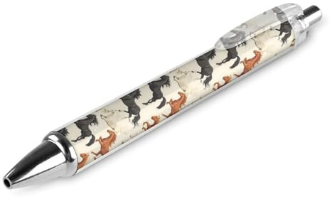 GVYGVY Lot de 1 stylo à bille noir – Stylos à encre fine 0,5 mm avec imprimé cheval coloré pour journal, fournitures de bureau et scolaires