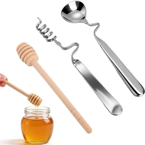 LOLANIUT 3 cucchiai per miele in legno, 15 cm, cucchiai per miele, yogurt, sciroppo, ideale come Honey Spoon, cucchiaio per miele di alta qualità WMF, pratico cucchiaio per marmellata in vetro