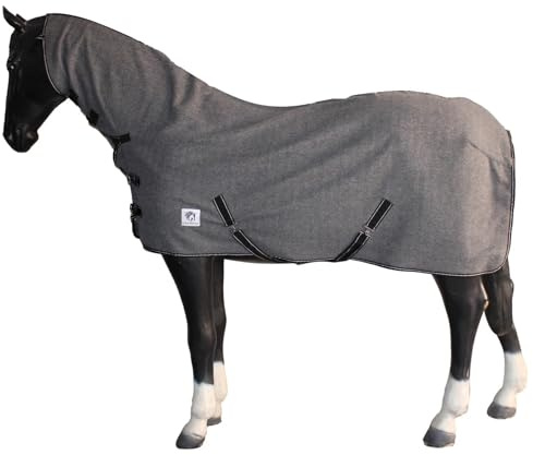 Horse Masters Horse Combo Fleece Rug – Warm Grey Fleece Horse Rug with Neck | Cosy Stable & Travel Fleece Blanket