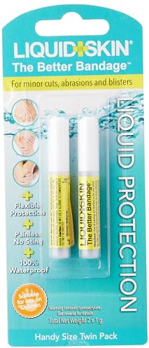 Liquid Skin Liquid Plaster - Waterproof Liquid Bandage for Small Cuts, Wounds, Cracked Skin - Promotes Faster Natural Healing - No Sting, Non-Burning, Safe for Kids Formula - Pack of 2 x 1g Pipettes