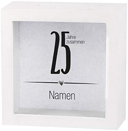 Herz & Heim® Geldgeschenk zur Silbernen Hochzeit EIN Bilderrahmen mit Geldschlitz als Spardose - für Sie erstellt mit Wunschnamen