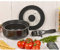 Black 5 Piece Saucepan Pots Cookware Set - Easily Stacks and Saves Space in Cabinet- Detachable Handles - Works on Induction - Pressed Aluminium with Non-Stick Coating
