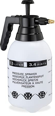 Relaxdays Pumpsprühflasche, einstellbare Messingdüse, Pflanzen Bewässerung, Schädlingsbekämpfung, 1,5 l Sprüher, schwarz