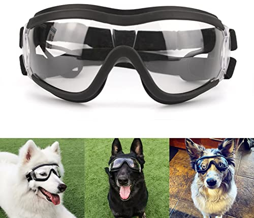 PETLESO Hundebrille Sonnenbrille für Große Hunde Hundeschutzbrille Leicht zu Tragen Anti-UV Schutzbrille Motorrad Brille für Gross/Mittel Hunde