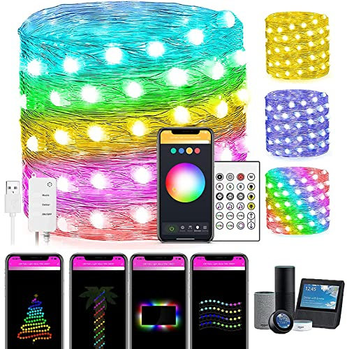 Smart WiFi String Fairy Lights - 10M RGB Color Changing LED Lights with App Control for Bedroom, Wedding, Birthday Party Decor
