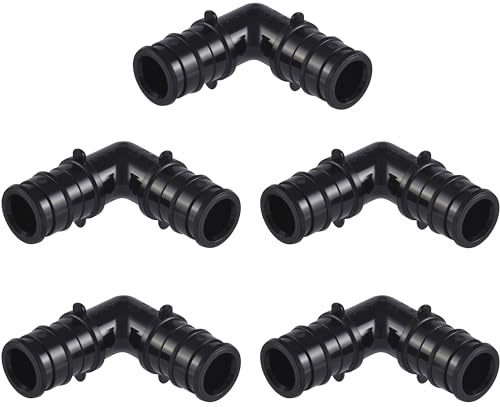 SharkBite Acoplamiento de expansión de polietileno de 1/2 pulgada de 90 grados para tubería PEX-A, paquete de 5, accesorios de fontanería de plástico, acoplamiento de codo de plástico para tubos