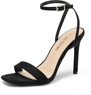 DREAM PAIRS Black Suede Heels Women's High Stilettos Sexy Open Toe Dress Shoes Ankle Strappy Wedding Party Club Dance Pumps Sandals, Size 8 US SDHS2214W