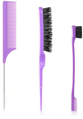 GNALIA 3 Pcs Brosse À Cheveux En Poils De Sanglier Professionnelle Brosse Cheveux Brosse De Salon De Poils De Sanglier Pour Femmes Hommes(Violet)