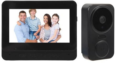 Goshyda Sonnette avec Caméra sans Fil, Sonnette Vidéo WiFi 2,4 G 1080p, Interphone Visuel avec Voix Bidirectionnelle, Vision Nocturne, Objectif Grand Angle, Appels Vidéo à Distance