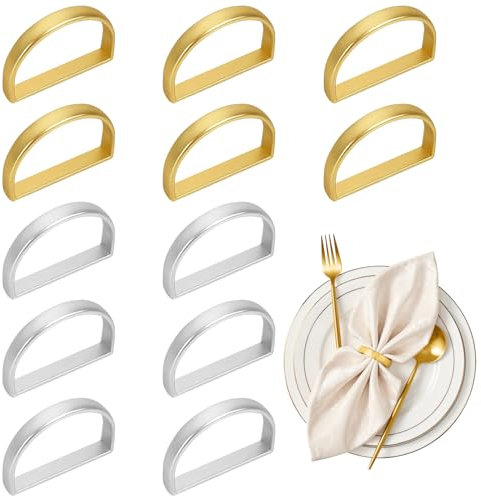 12 STK Serviettenringe, Gold | Silber Elegante Serviettenschnallen, Serviettenschnallen Blätter für Hochzeitsfeier, Serviettenschnallen Blätter für Hochzeitsfeier Abendessen Jubiläum Tischdekoration