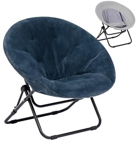 HollyHOME Klappsessel Rund Klappbar Sessel Wohnzimmer Schlafzimmer Relaxsessel Mondsessel Runder Loungesessel Ohrensessel Lesesessel Plüsch, Dunkelgrau