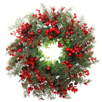 Generic Couronne de Noël Aux Fruits Rouges - Artificielle et Décorative pour Porte D'entrée, Cheminée et Décoration Murale Intérieur Extérieur