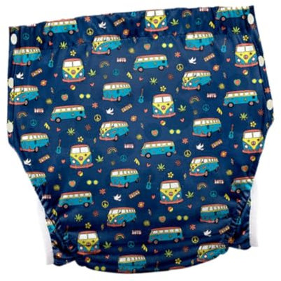 Sharplace Wiederverwendbare Stoffwindel für Erwachsene, Inkontinenz-Taschenwindel mit Druckknöpfen, waschbare Windelüberhose für alte Männer, Frauen, Männer, Bus Xl