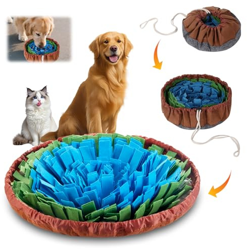 Daxguard Snuffle Mat for Dogs - Boredom Relief Dog Lick Mat, Dog Educational Toys, Portable for Indoor & Outdoor Use, Encourages Natural Foraging Skills for Cats, Rabbits & Dogs（Brown Green
