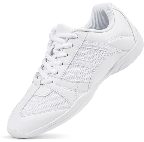 CADIDL Cheer Shoes for Women White Cheerleading Athletic Dance Shoes Girls Flats Tennis Walking Sneakers, Ch06-white, 5.5 UK