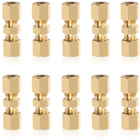 BNGXR 10 Piezas Conectores de Línea de Freno de 4,75 mm, 3/16 Conector de Línea de Freno, conector de cable de freno, Cobre Niquelado, Conector La Línea Freno Para Frenos Automóviles Sistema