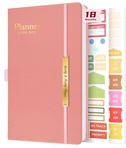 July 2026-Dec 2027 A5 Diary, 18 Month Week to View Planner, Pink Soft Cover