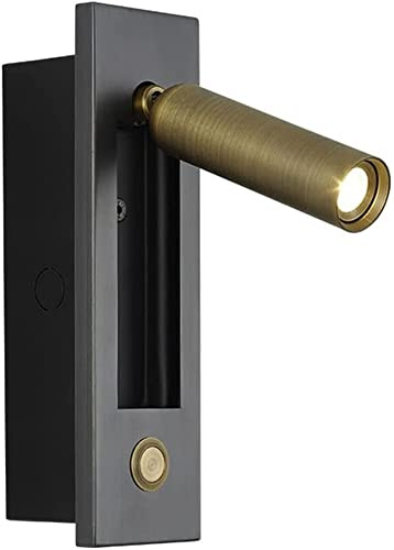 Lampada da Lettura Moderna da Comodino, Applique cablata con Interruttore, faretto da Incasso a Parete a LED, orientabile a 350°+90°, faretto per testiera, Lampada da Notte per Camera da Letto, h
