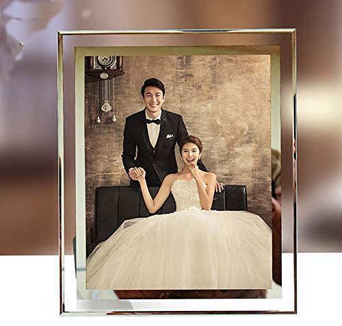 OUKEYI Picture Frames 8x10 Mirrored Edge Glass£¬8x10 Picture Frame Glass Frames 8 by 10 inch Photo Display Friend Gifts£¬Photo display for desktop only