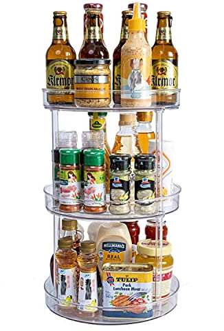 Halkfri 3 nivåer Lazy Susan för kök, skåp, skafferi, Lazy Susan skivspelare skåp organisatör, 360 graders roterande kryddställ, lat Susan skivspelare (M)