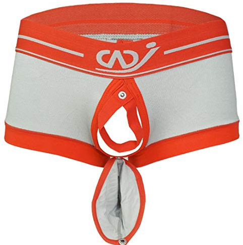 Doomiva Jockstrap Boxer Homme Sexy Caleçon Ouvert Poche Erotique Lingerie Culotte sous-Vêtement Respirant Shorts Slip Penis Poche Briefs Homme Strings Tanga Underwear S-XL Gris XL