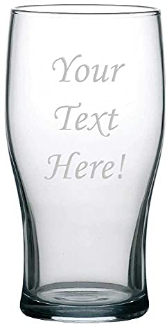 EIO Gifts Personalised Tulip Toughened 570ml Pint Glass in Satin Lined Presentation Gift Box - Engraved with Your Custom Text