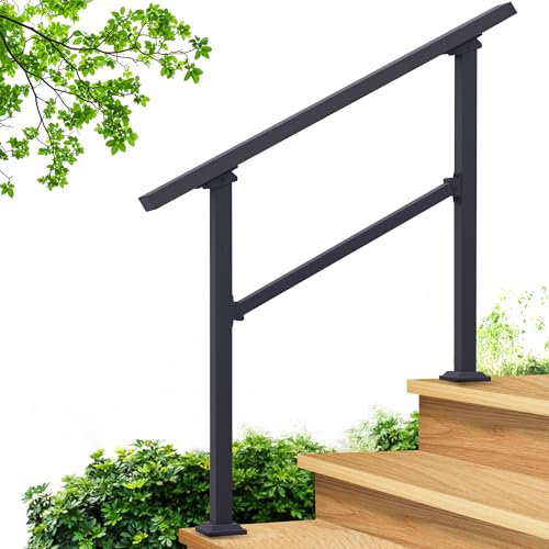 CHR Fence & Rail Hand Rails for Outdoor Steps, 3 Step Handrail & Indoor Stair Railing Kit, Railings for Outdoor Steps and Hand Rails for Porch Railing & Deck Hand Rail, 2-3 Step Railing