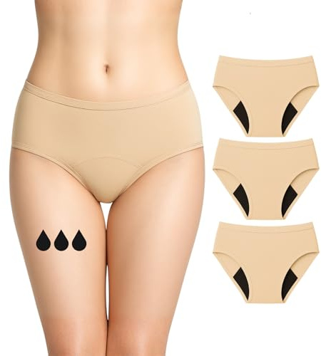 Absorberande menstruationsbyxor = 3 tamponger - Tvättbar - Bomull - Ekologisk - Menstruation - Menstrosor - Hygieniskt periodiskt skydd Lätt till rikligt flöde - XXS / 4XL