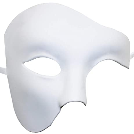 Lilwemen Maschera da uomo Maschera da travestimento Fantasma dell'Opera Mezza maschera (bianca)