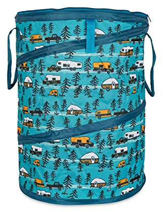 Camco Pop-Up Utility Container - Use as Collapsible Trash Can When Camping - Holds 30-Gallon Kitchen-Size Trash Bags - Stands 2-Ft Tall & Collapses for RV Storage and Organization (42990)