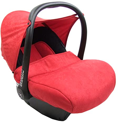 BAMBINIWELT Bezug Ersatzbezug kompatibel mit Maxi-Cosi CabrioFix für Babyschale 7-tlg Komplett-Set (schwarz-rot)