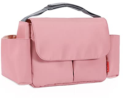SONARIN Wasserdichter Kinderwagentasche Organizer,Große Kapazität Buggy Organizer Tasche Universal Multifunktional Kinderwagen Organizer Aufbewahrungstasche mit Getränkehalter(Rosa)