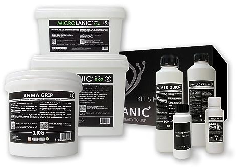 MICROLANIC - Kit Microcemento 5M² Pronto all'Uso - Superfici Non Assorbenti SNA - Microcemento per Rivestimenti e Pavimenti in Piastrelle, Marmo, Terrazzo (BIANCO)