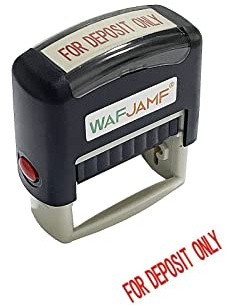 WAFJAMF for Deposit Only Stamp Self Inking Rubber Office Red Ink Medium