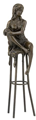 Moritz Bronsfigur kvinna sitter på en barstol höjd 27,5 cm 0,8 kg skulptur staty antik