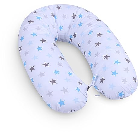 Bestlivings Cojín de lactancia (tamaño XXL, 190 cm, funda extraíble, 100% algodón), diseño de estrellas, con certificado Öko-Tex