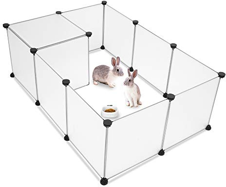 TactFire Parc Enclos, DIY Porte Petit Animal Pet Fence en Plastique, Cage, Clôture, Intérieur, Modulable, pour Cochon d’Inde, Lapin, Hérisson, Petits Animaux, 12PCS, Blanc